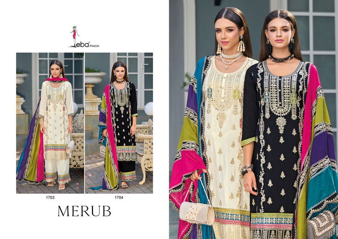 Merub By Eba Chinon Embroidery Readymade Plazzo Suits Wholesale Online